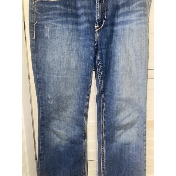 Ariat REAL Jeans Womens 31S Mid Rise Bootcut Dark Faded Wash Western Denim - Picture 4 of 11